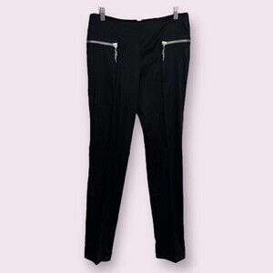 Faith Connexion Satin Pants Black Lightning Bolt Zippers Womens Size Medium